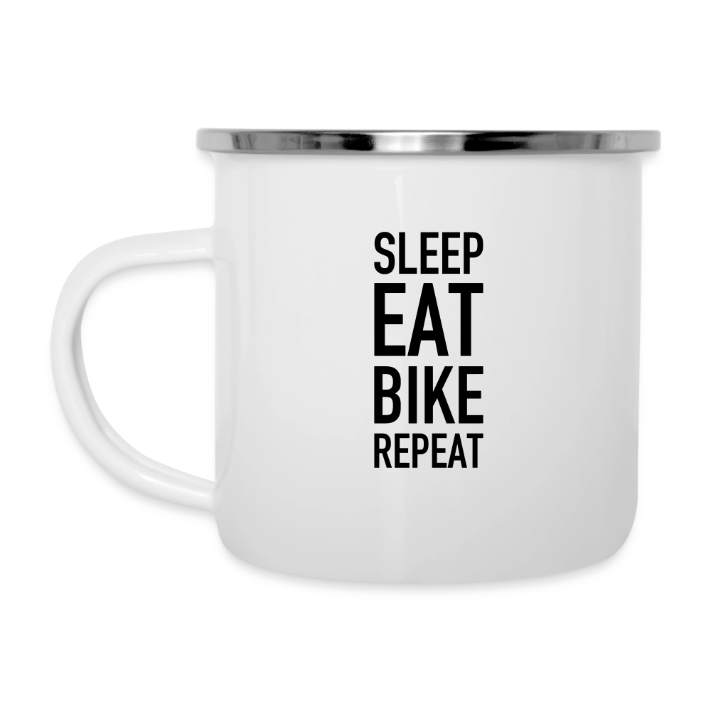 Emaille-Tasse Fahrrad - Weiß