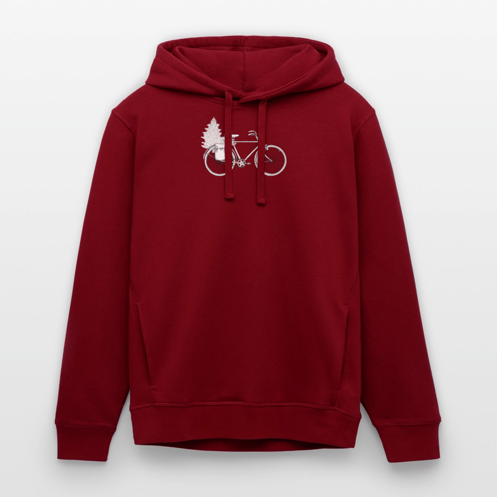 Relaxed Fit Unisex Organic T-Shirt Oldschool Bikepacking - Burgunderrot