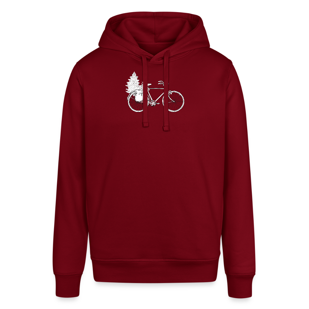 Relaxed Fit Unisex Organic T-Shirt Oldschool Bikepacking - Burgunderrot