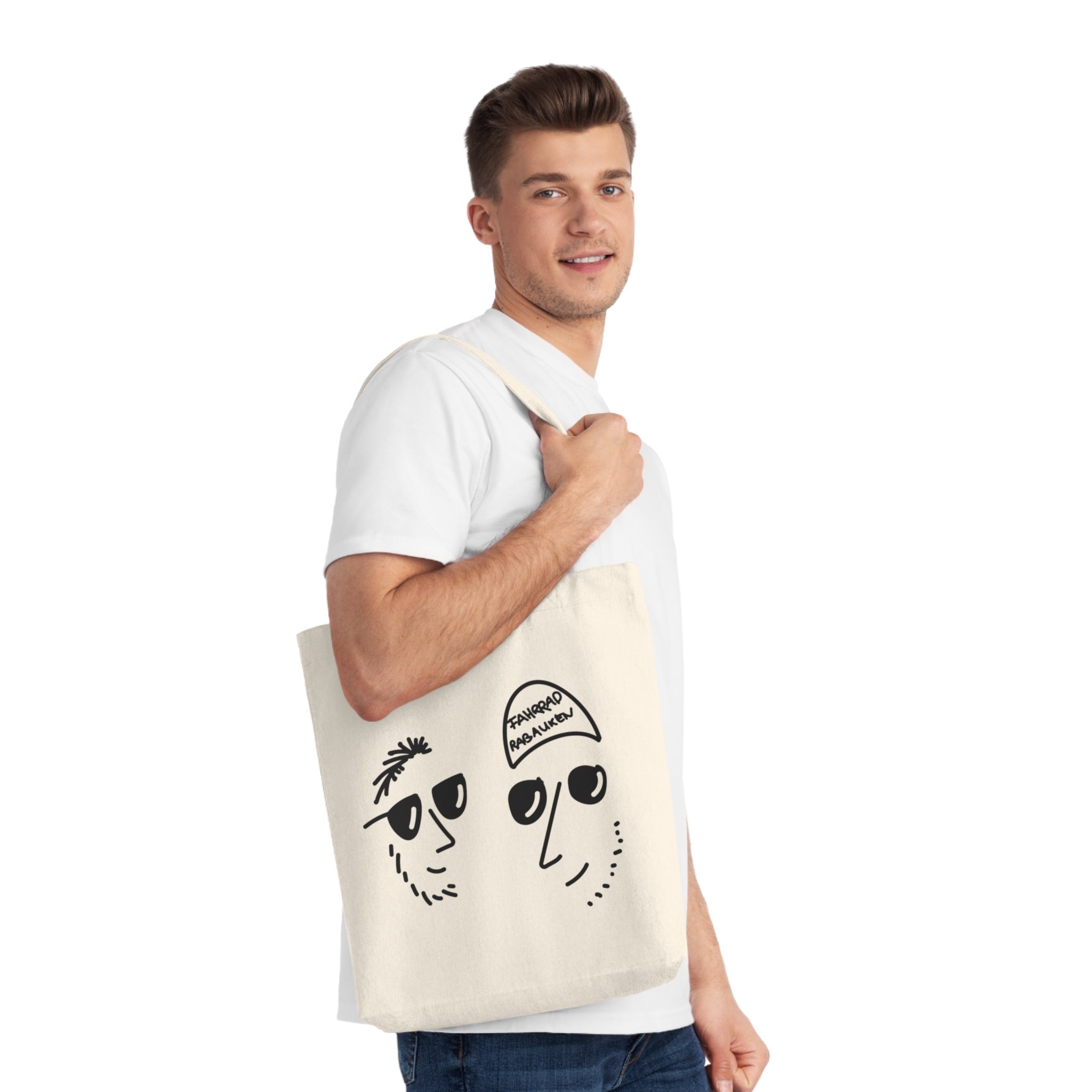 Eco-Friendly Shopping Bag Hand-Drawn Rabauken-Design Tote, Beach Bag